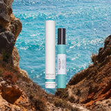 west coast cliff blue sea blue bottle travel size perfume fragrance