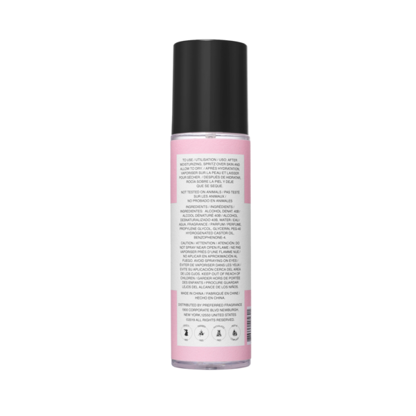 Sunday Afternoon body mist back of the bottle