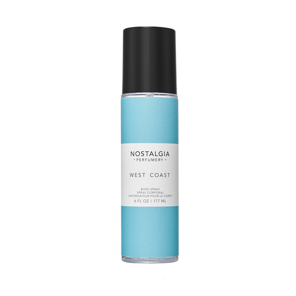 Nostalgia West Coast body mist in a spray bottle 