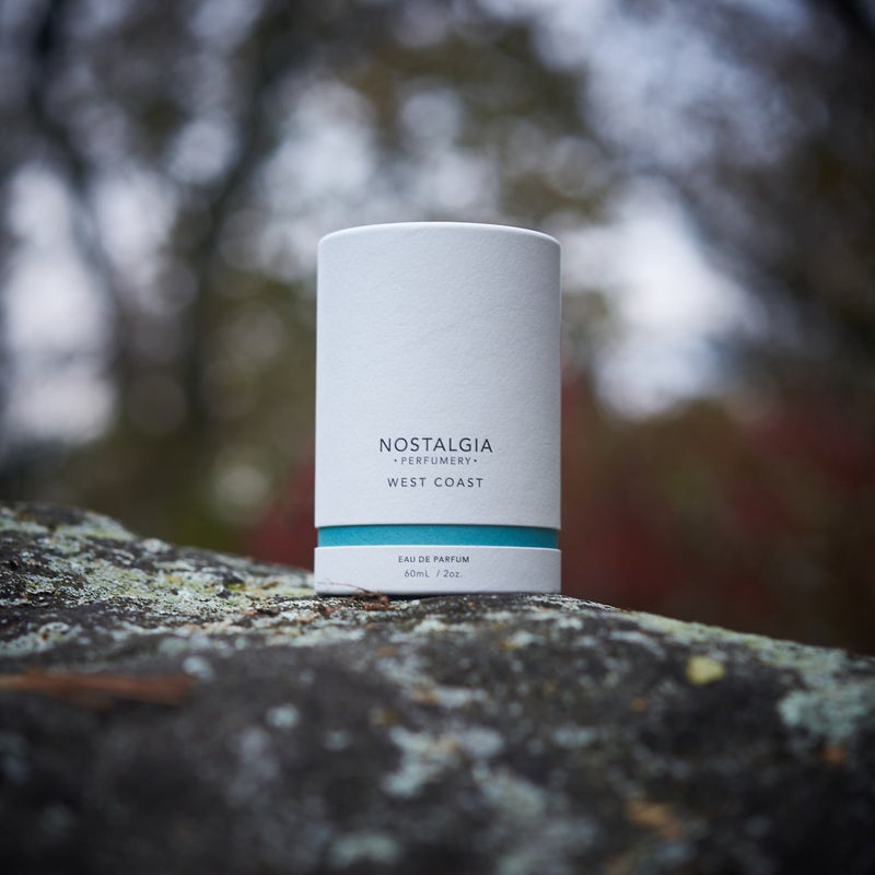 West Coast Sea Salt fragrance in the box in the woods