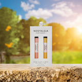 Nostalgia rollerball duo sunny background trees wood